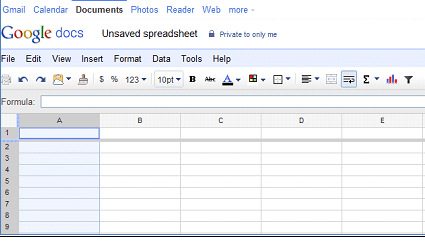 Ejemplo de Spreadsheet u Hoja de Cálculo Google Docs
