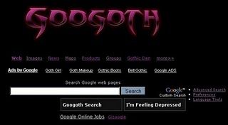 -google gothic----- Voy a tener suerte . aparece una versión gótica, oscura y siniestra de Google.