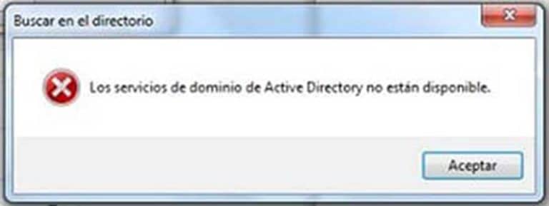 Error: los servicios de active directory no estan disponibles