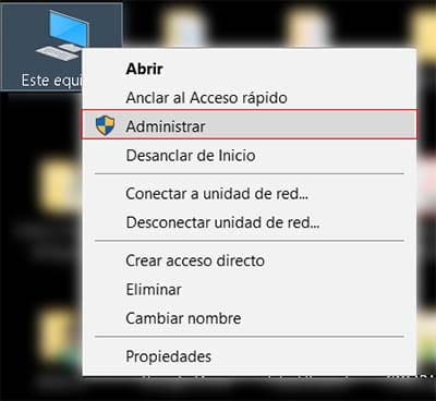 Windows "Administrar"