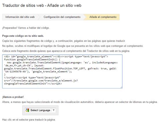 Traductor google online - codigo web