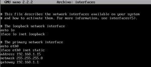 Archivo /etc/network/interfaces