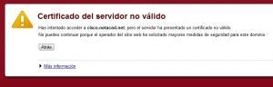 "Certificado del servidor no válido" en Google Chrome