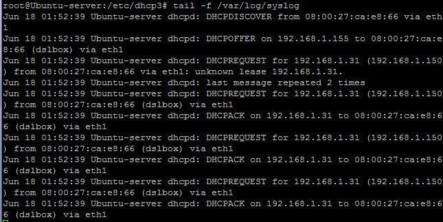 Servidor DHCP | Log del Servidor DHCP