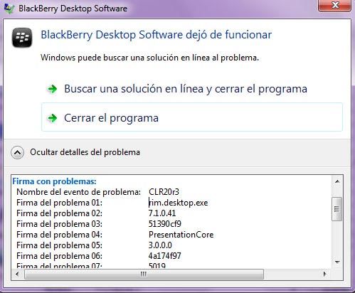 Blackberry desktop software dejo de funcionar