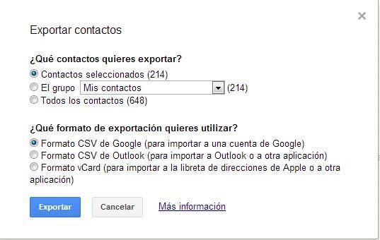exportar contactos gmail