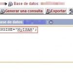 Convertir tablas de tipo innoDB a MyISAM
