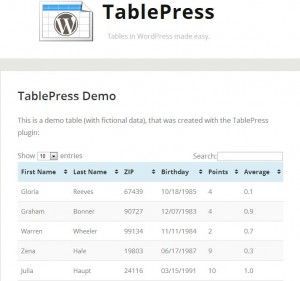 TablePress | Tablas WordPress