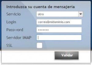 Migrar correos de un hosting a otro - introducir datos acceso mail y servidor IMAP