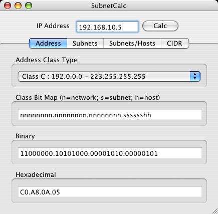 Calculadora subnetting para Mac OS | SubnectCalc