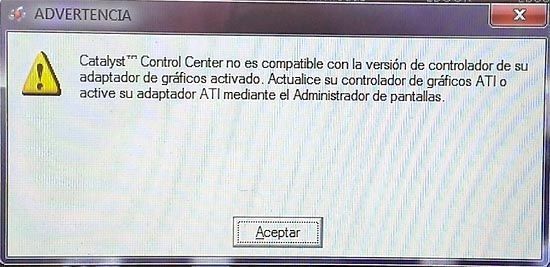Catalyst Control Center no es compatible con la version de controlador