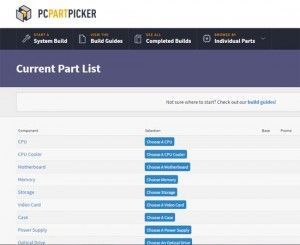 web útil para informáticos | pcpartpicker