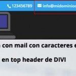 caracteres especiales mail en top header Divi