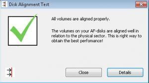 Disk Alignment Test - All Volumes are aligned properly