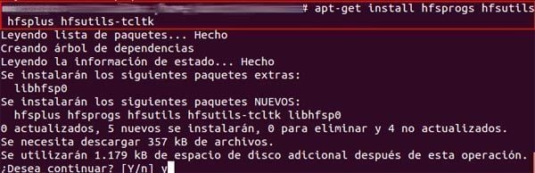 soporte hfs linux apt-get install hfsprogs hfsutils hfsplus