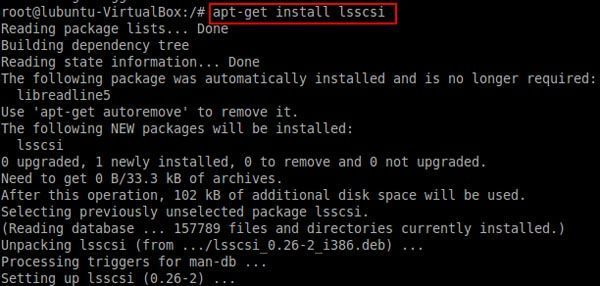 apt-get install lsscsi info dispositivos scsi sata linux