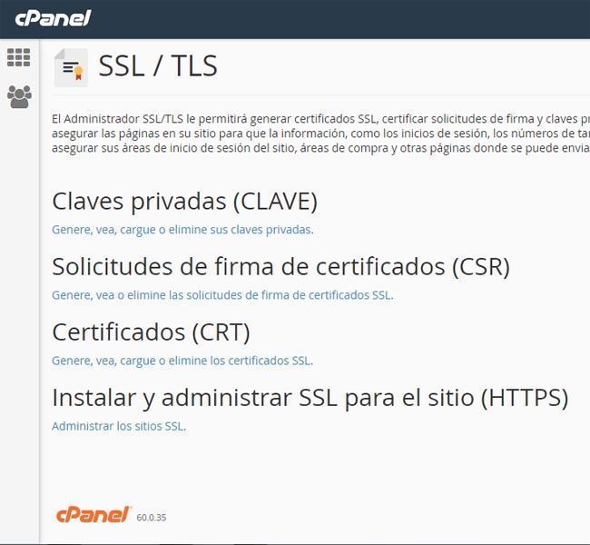 certificados SSL/TLS cpanel