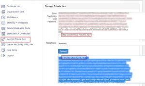 desencriptar clave privada RSA certificado SSL cPanel