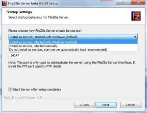 servicio ftp filezilla server