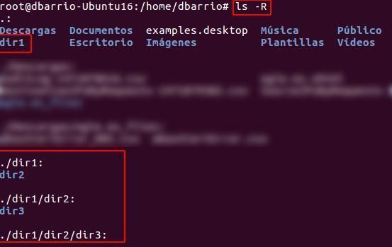 ls-R listar subdirectorios recursivamente linux
