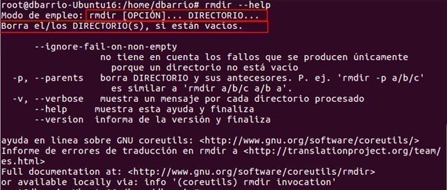 rmdir borrar directorios vacios linux