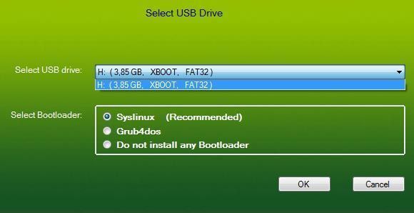 xboot select usb drive select bootloader