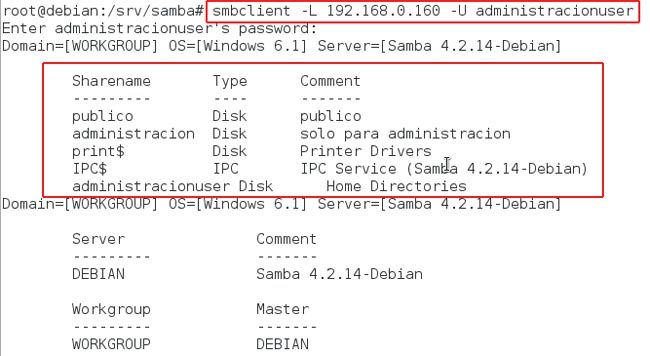 listar recursos samba smbclient -L IP -U usuario