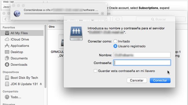 mac cifs credenciales usuario password