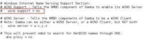 servidor samba wins support