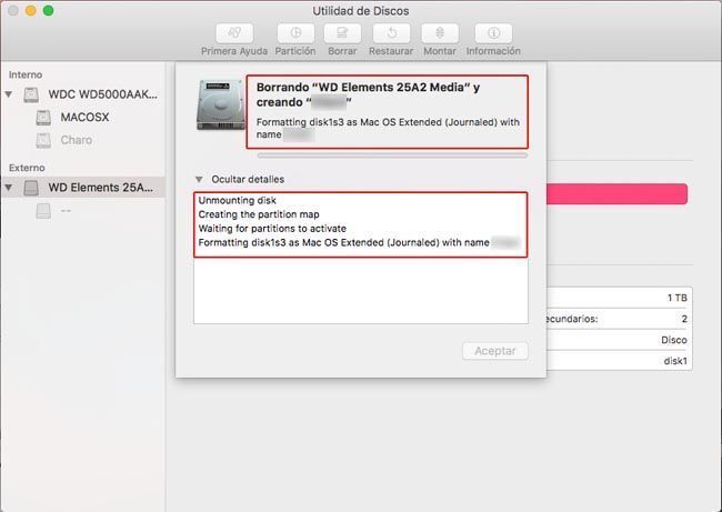 Borrar y crear particion Mac OS Extended (Journaled)
