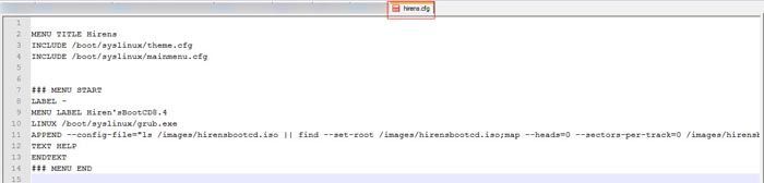 Xboot: archivo hirens.cfg con errores