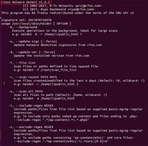 SINTAXIS DE OPCIONES DE MALDET (Linux Malware Detect)