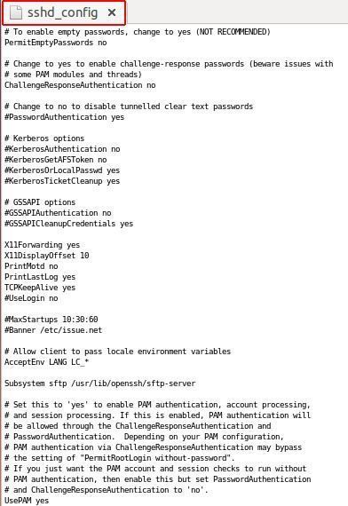 sshd config default