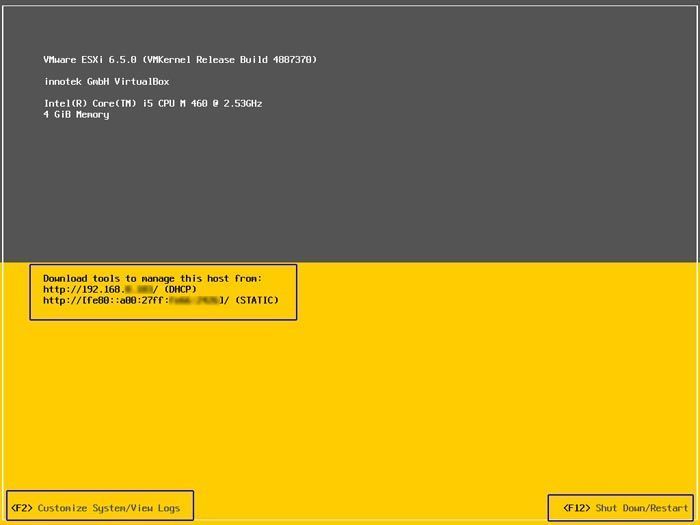 esxi booting download tools to manage this host