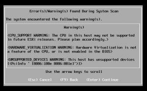 esxi warning found during system scan