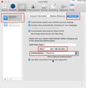 Configuracion correo mail IMAP MacOSX