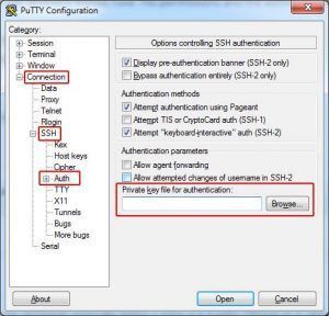 putty connection ssh auth private key