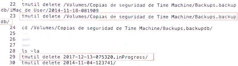 tmutil delete | Time Machine mac OS