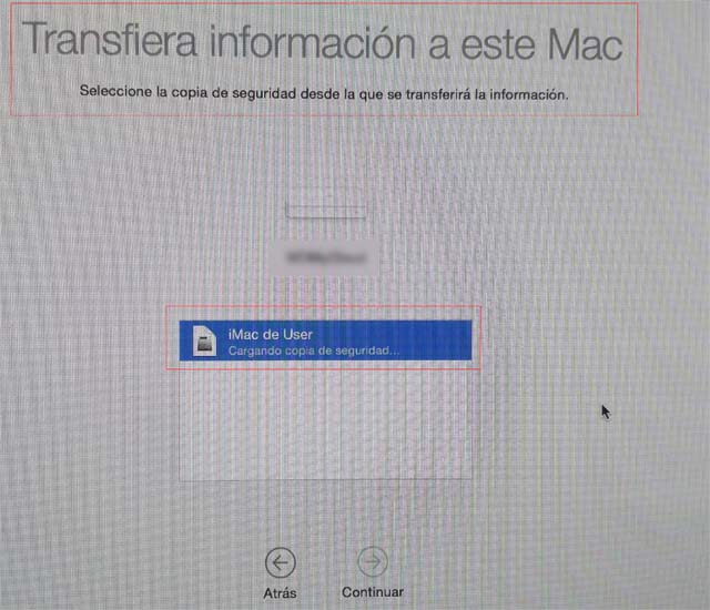 asistente migracion mac seleccionar copia seguridad