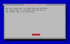 pivpn instalacion completa falta generar perfil ovpn