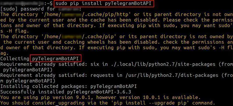 pip install pyTelegramBotAPI