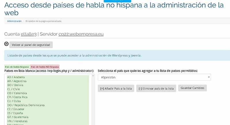 hosting bloquea acceso a paises de habla no hispana
