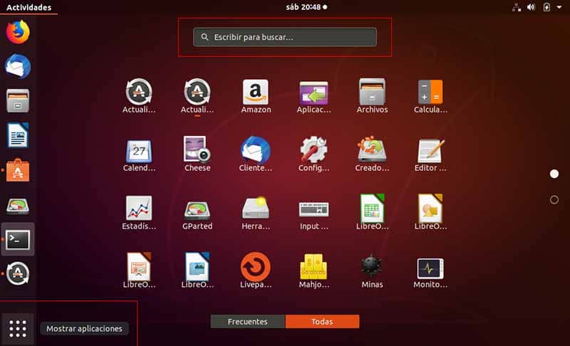 buscar aplicaciones ubuntu 18