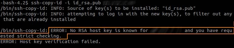 resolver error ssh : No RSA host key is known