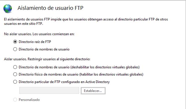 ftp windows aislamiento de usuarios ftp